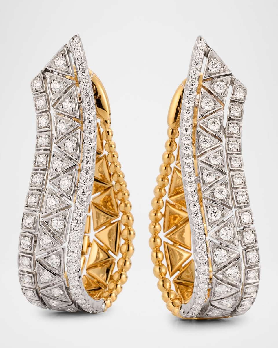 18K Yellow and White Gold Earrings with Diamonds
