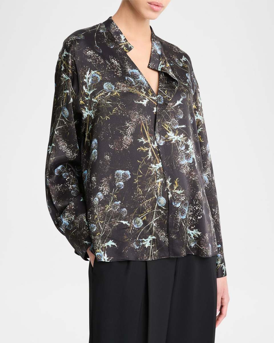 Draped Silk Thistle Blouse