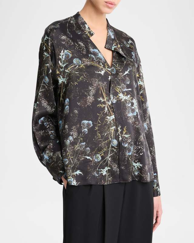 Draped Silk Thistle Blouse