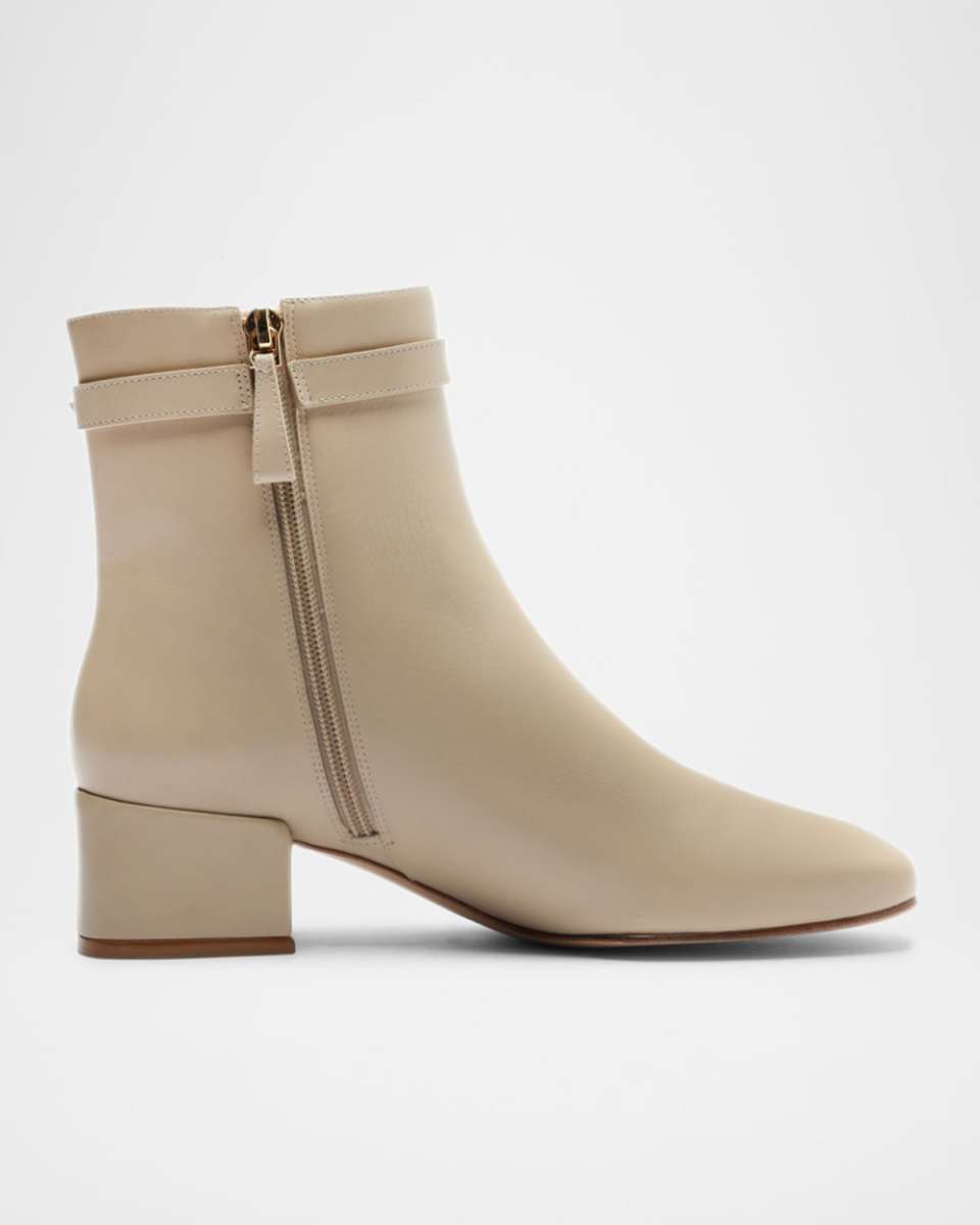 Candance Leather Buckle Ankle Booties