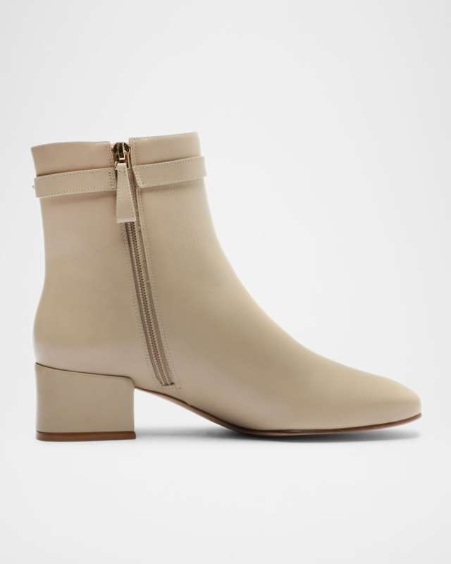 Candance Leather Buckle Ankle Booties
