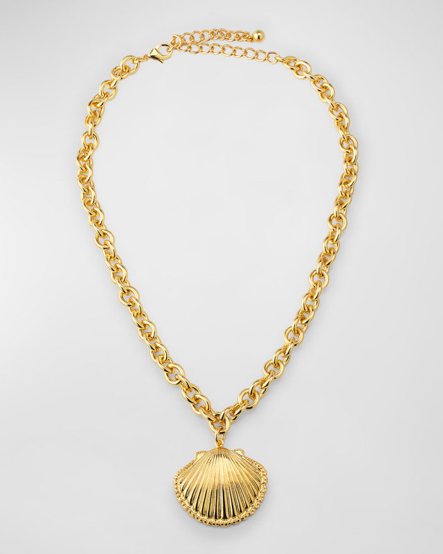 Gold-Plated Shell Pendant Necklace