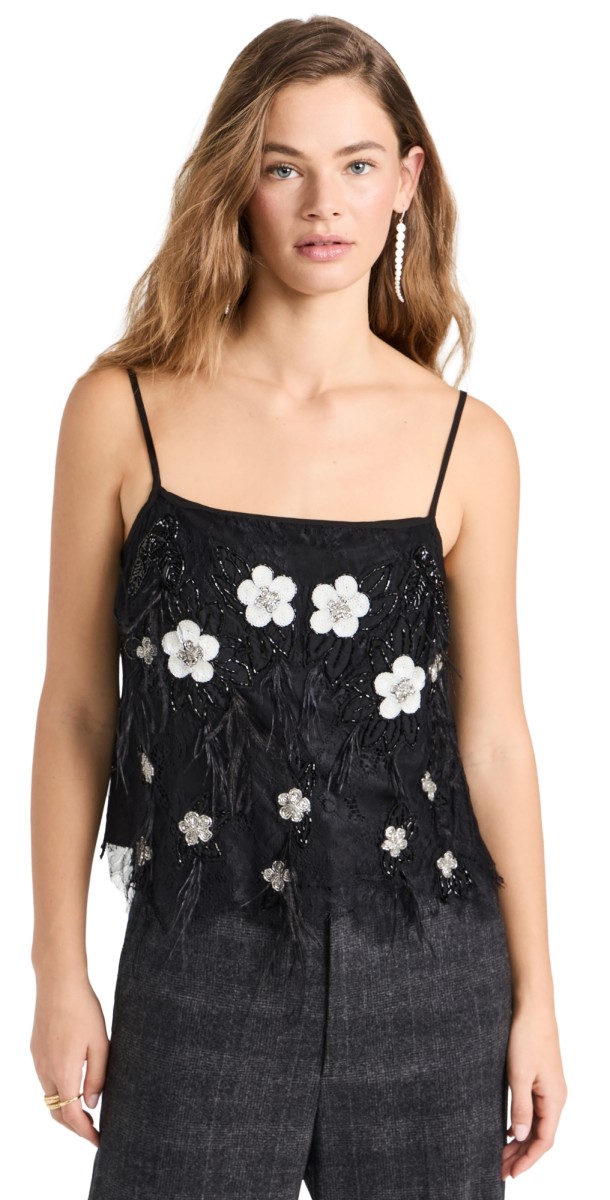 Sea Bethany Lace Tank Top Black