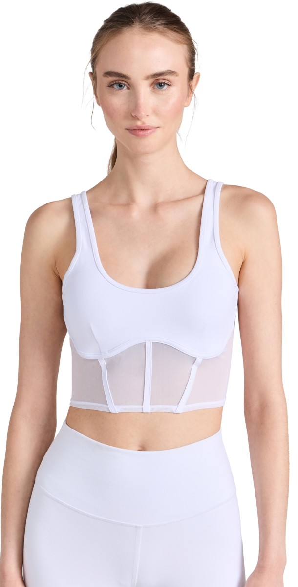 Alo Yoga Airbrush Mesh Corset Tank White