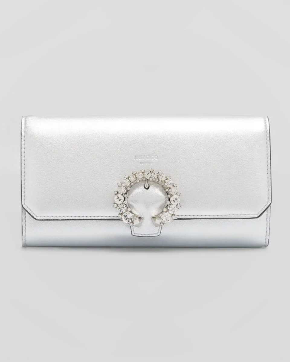 Madeline Mini Metallic Crystal Wallet with Chain