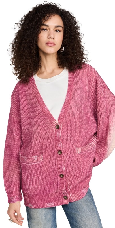 R13 Oversized Cardigan Raspberry Print