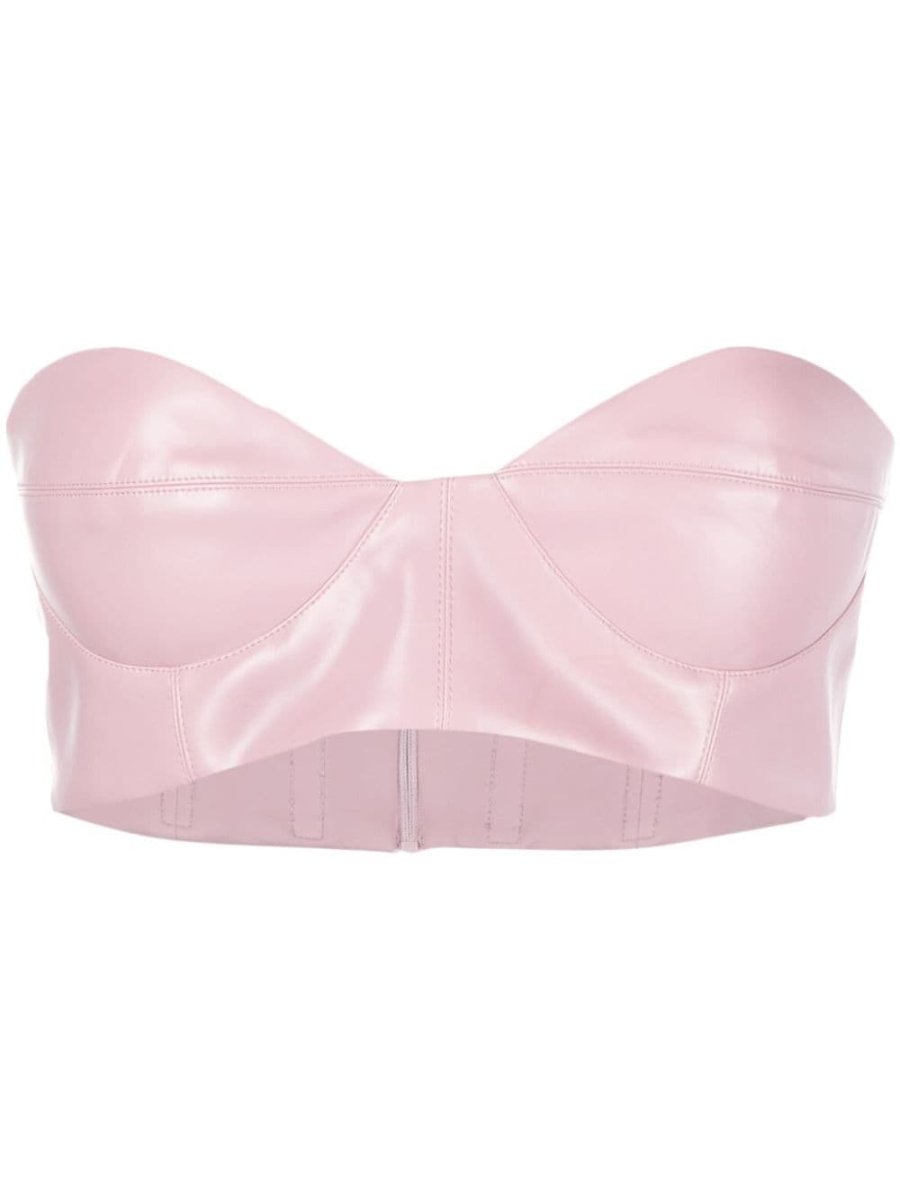 bustier-neckline cropped top