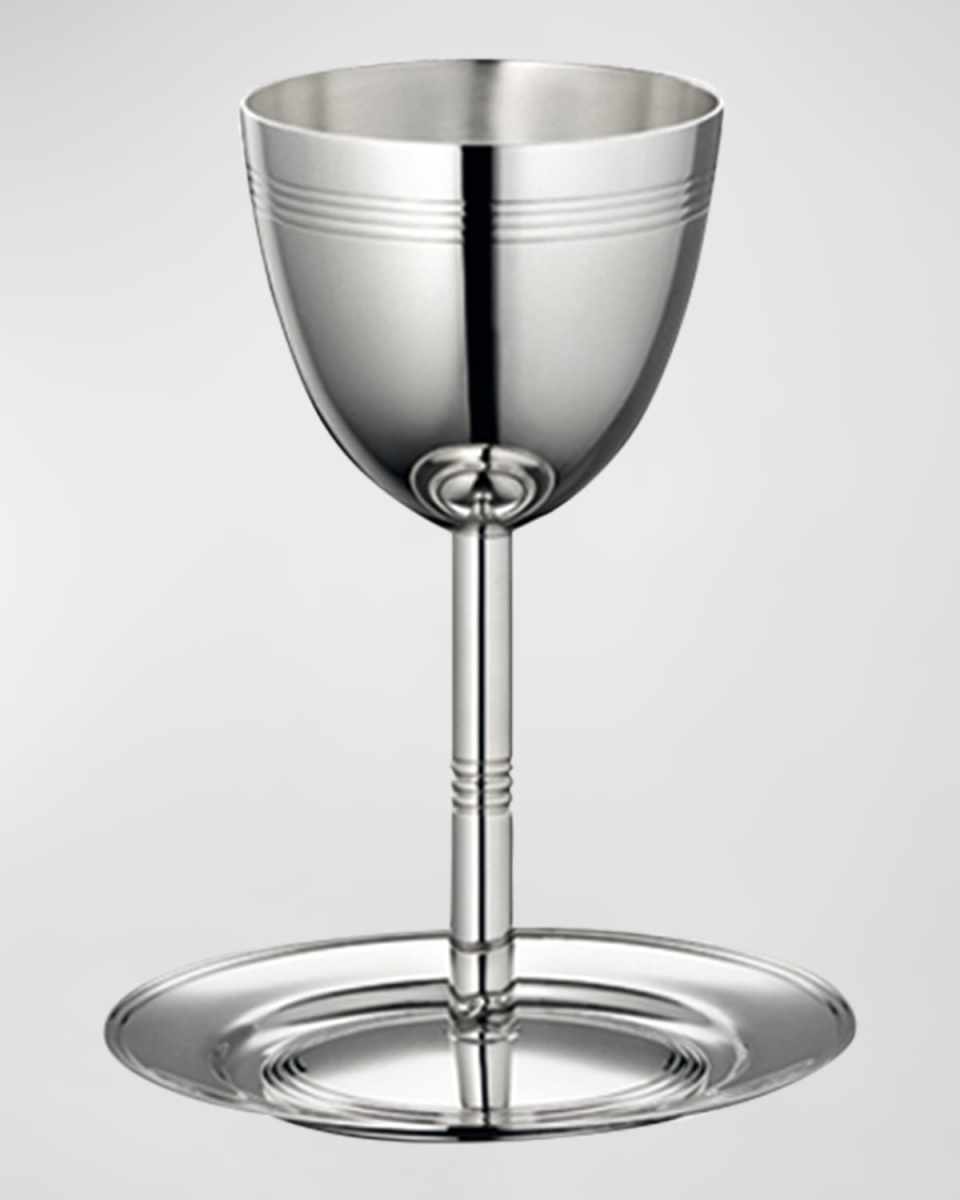 Judaique Silver-Plated Kiddush Cup and Saucer