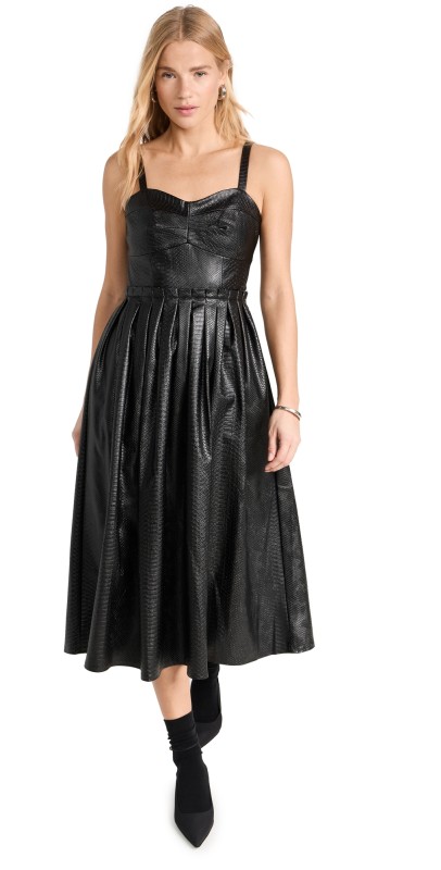 Sea Vilma Vegan Leather Sleeveless Dress Black