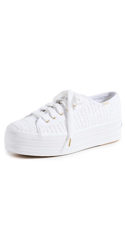 Keds Triple Up Raffia Sneakers White