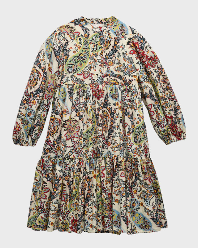 Girl's Multicolor Paisley-Print Dress, Size 12-16