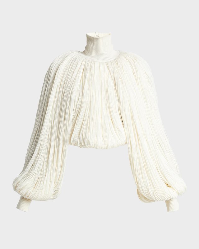 Turtleneck Long-Sleeve Fringe Sweater