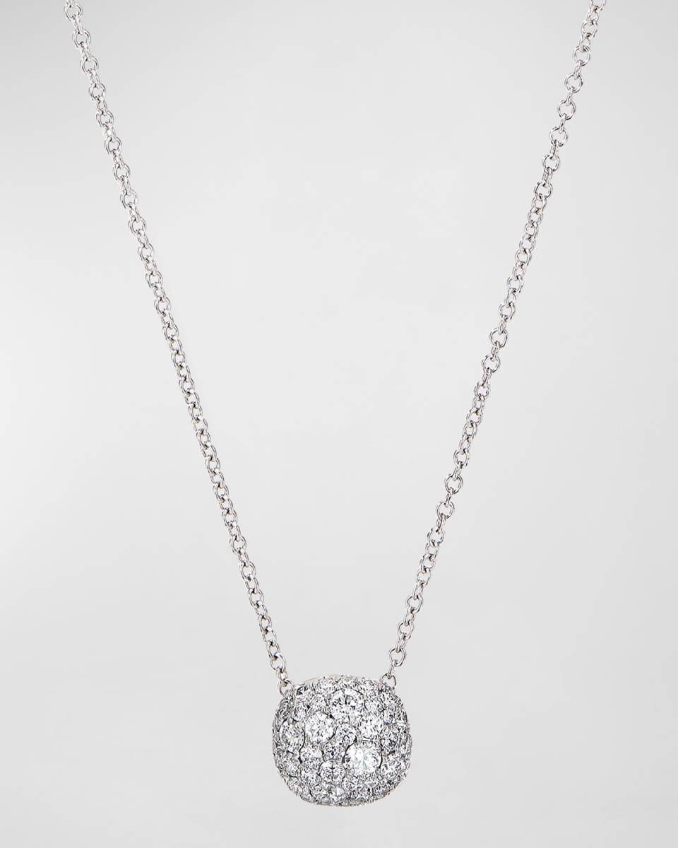 18k White Gold Diamond Cushion Pendant Necklace
