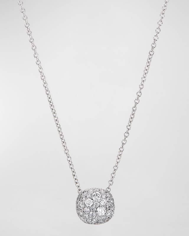 18k White Gold Diamond Cushion Pendant Necklace