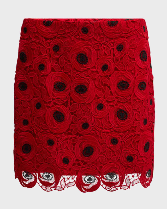 Embroidered Floral Lace Mini Skirt