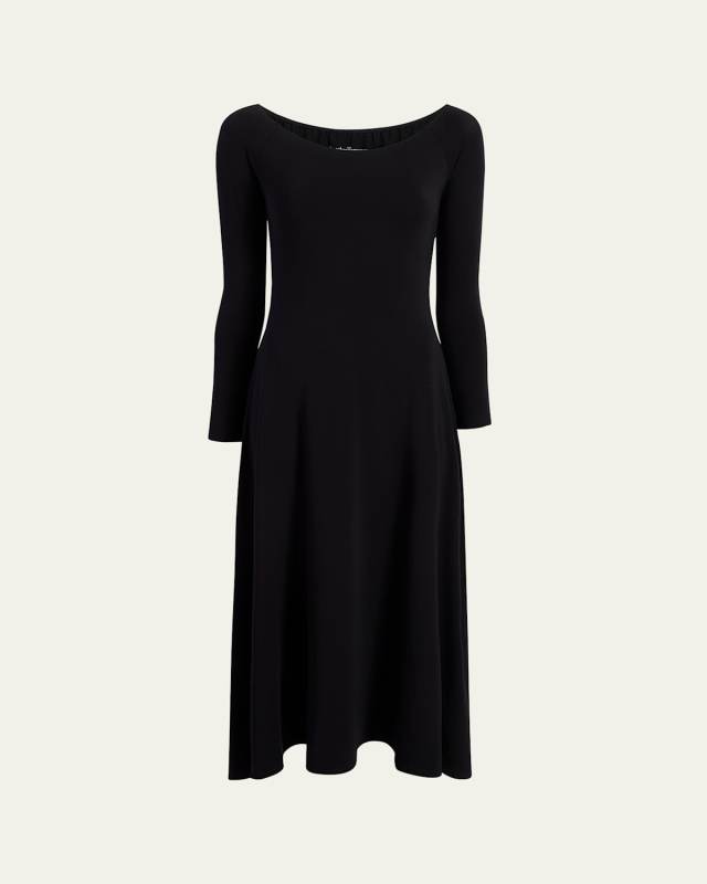 Off-The-Shoulder Long-Sleeve Leotard Midi Dress