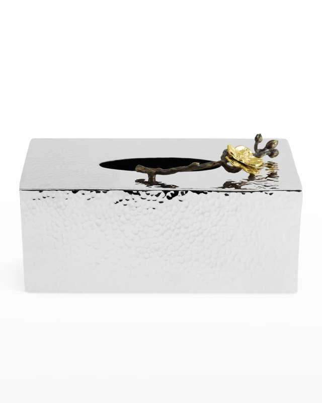 Gold Orchid Rectangular Tissue Box Holder