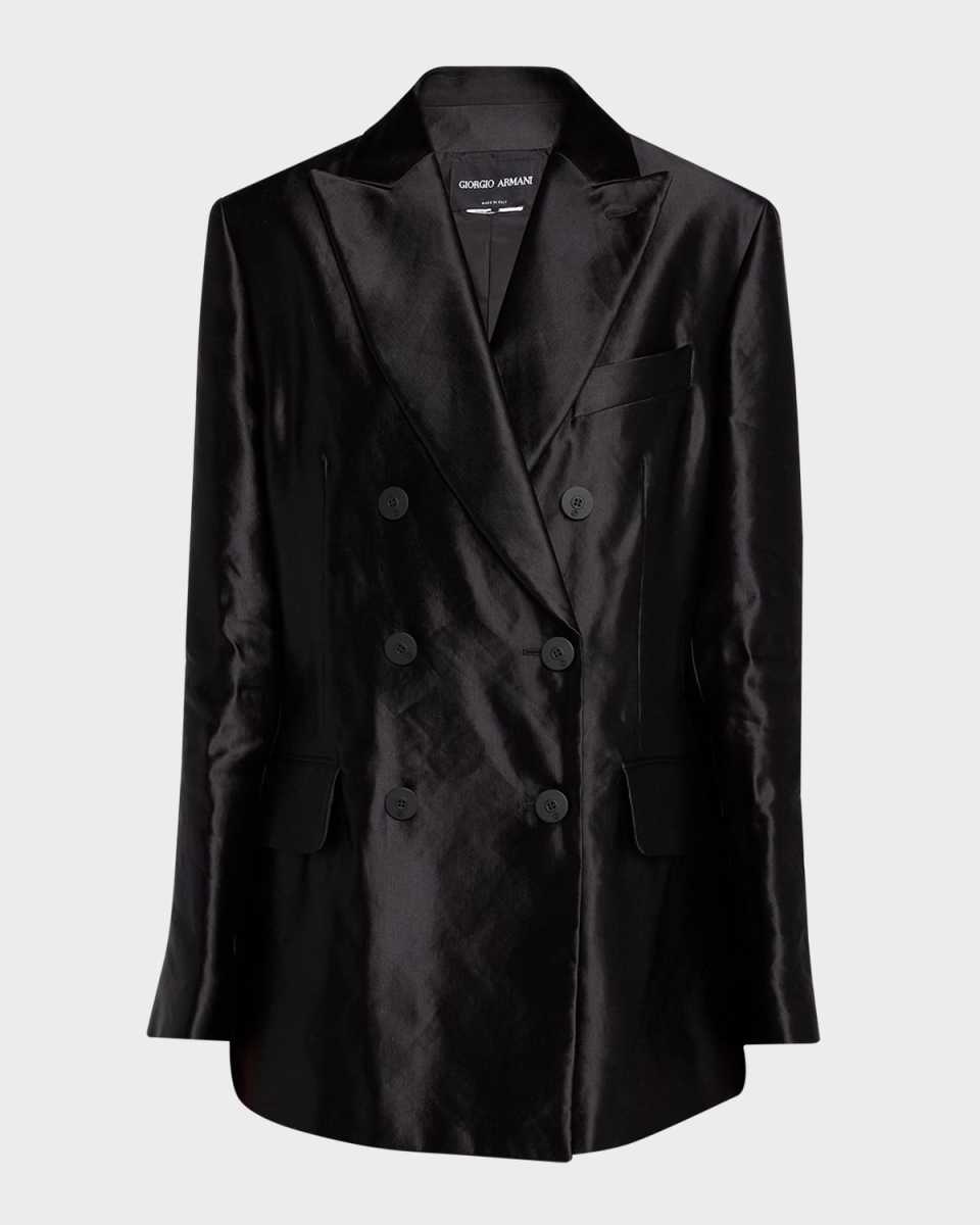 Shiny Linen and Silk Blazer Jacket