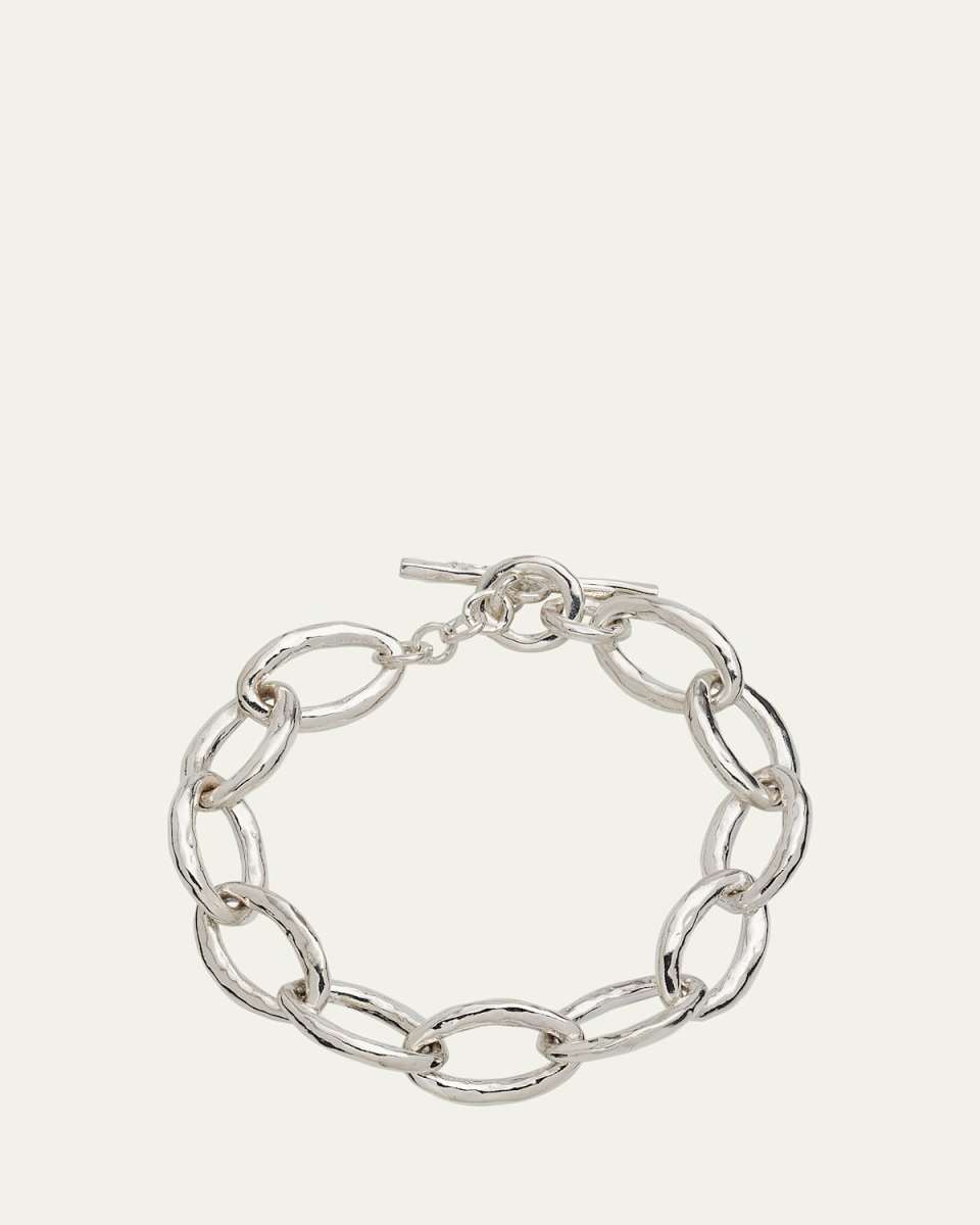 Mini Hammered Bastille Link Bracelet in Sterling Silver
