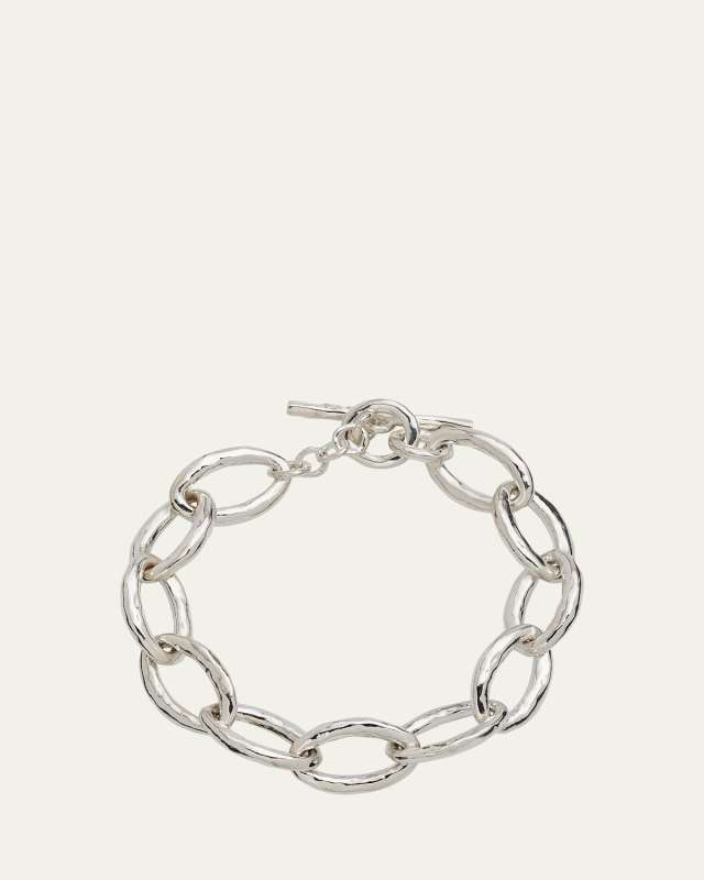Mini Hammered Bastille Link Bracelet in Sterling Silver