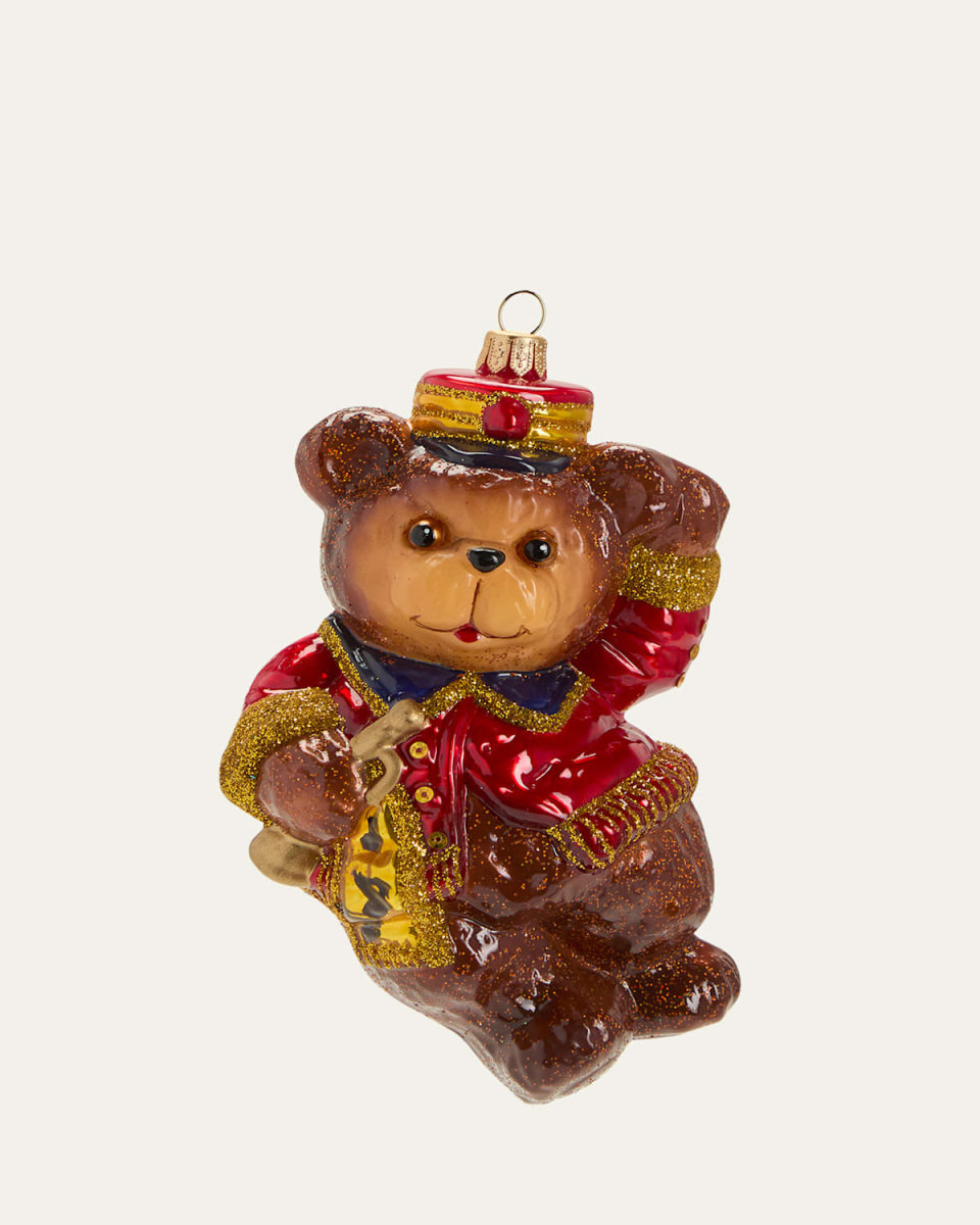 Teddy Bear with Trumpet Christmas Ornament