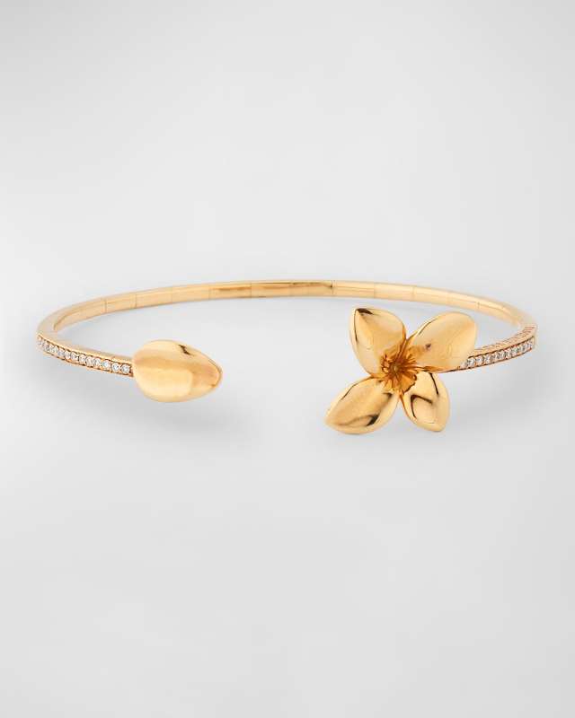 Giardini Segreti 18k Rose Gold Diamond Flower Bangle