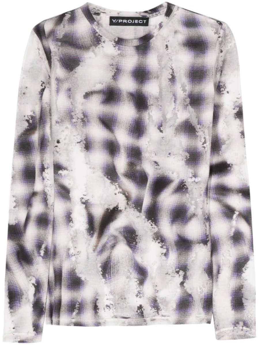check-pattern long-sleeve T-shirt