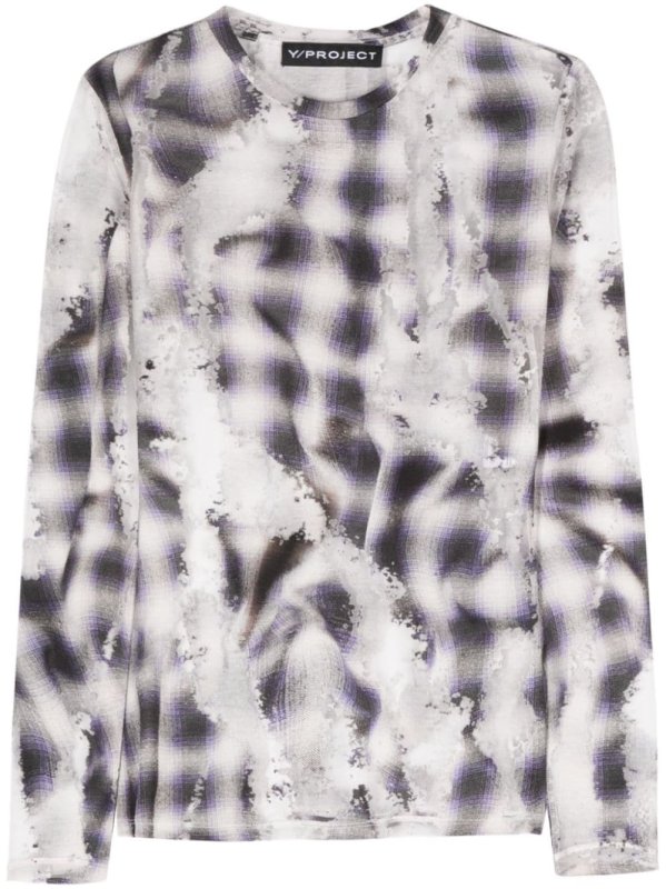 check-pattern long-sleeve T-shirt