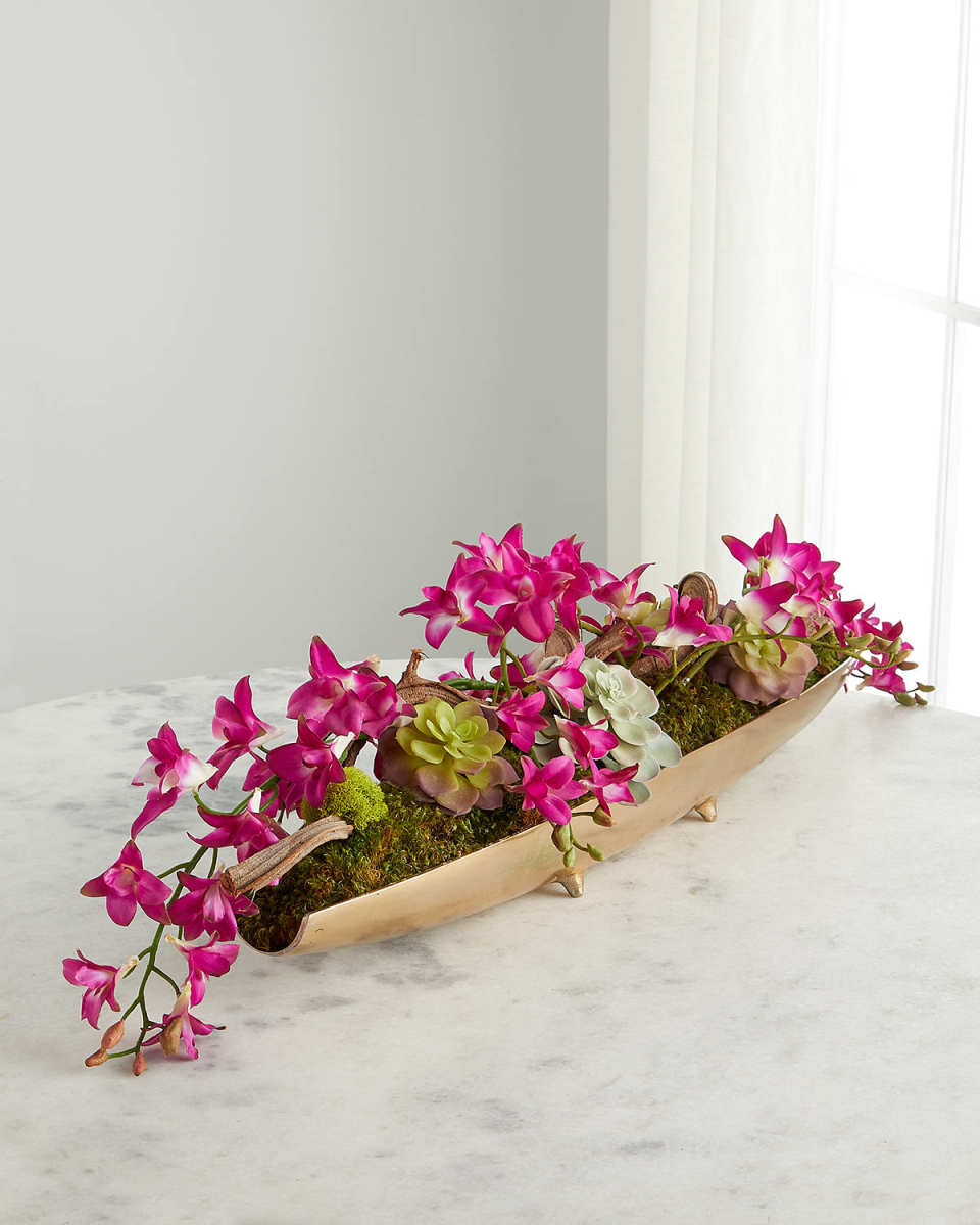 Curling Orchids Faux-Floral Arrangement