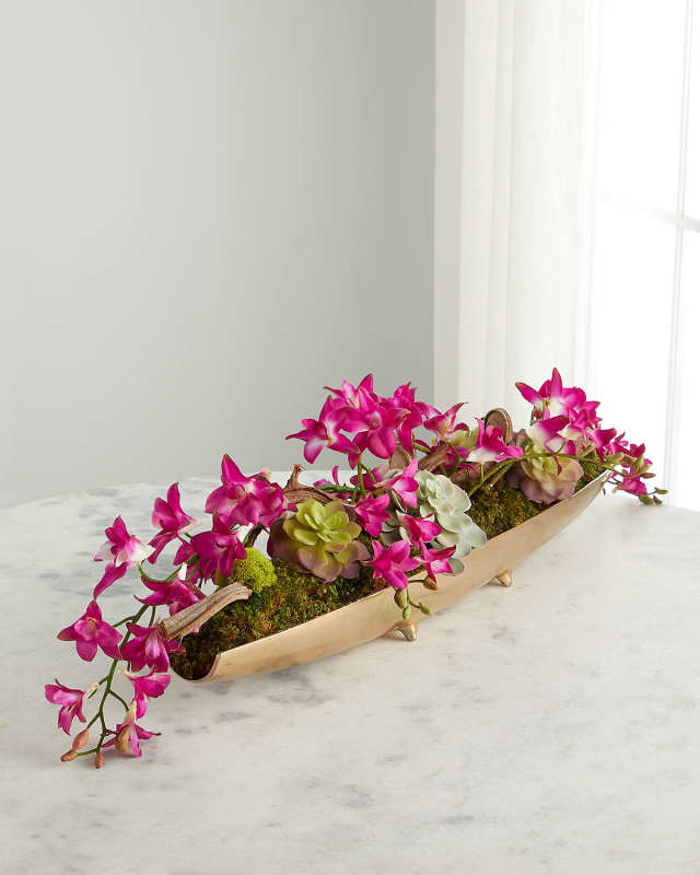 Curling Orchids Faux-Floral Arrangement