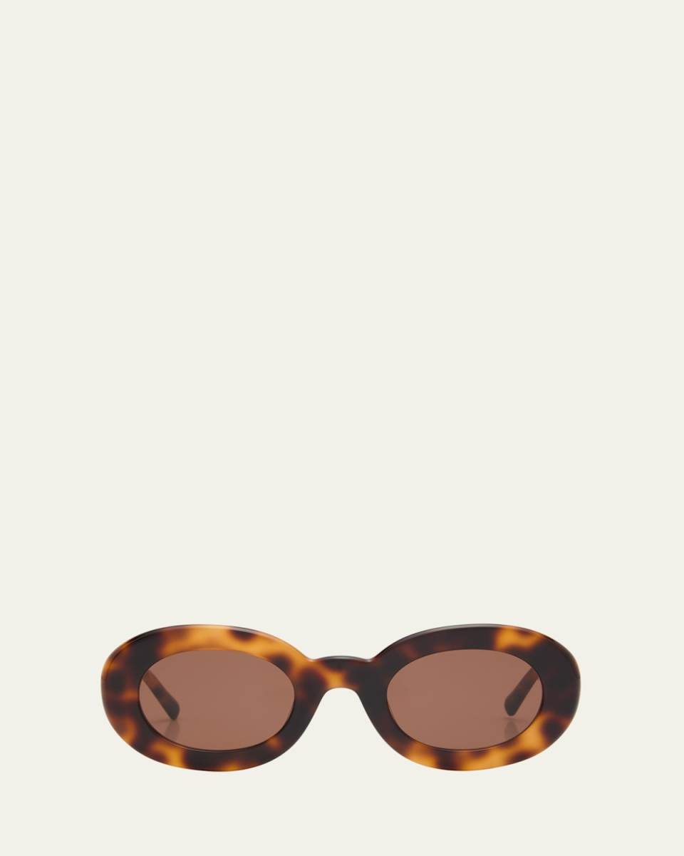 Les Lunettes Pralu Oval Acetate Sunglasses