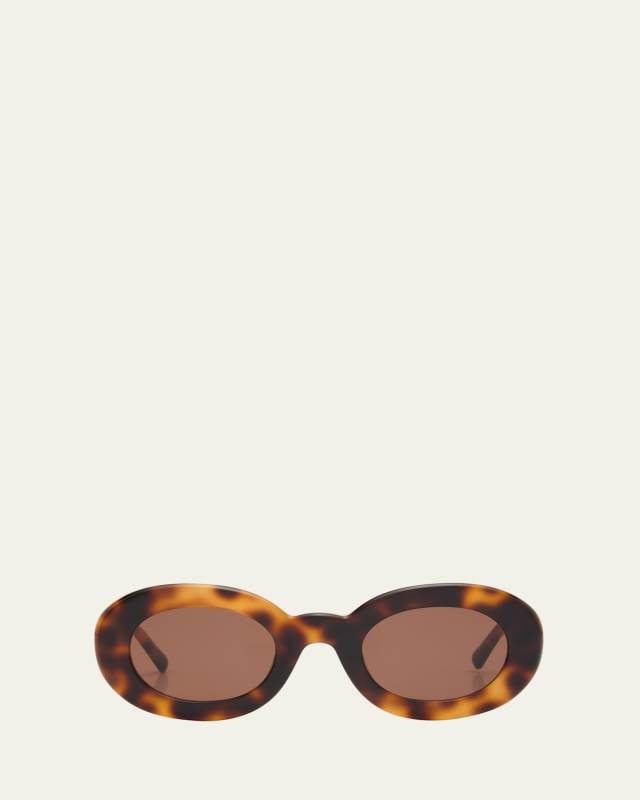 Les Lunettes Pralu Oval Acetate Sunglasses
