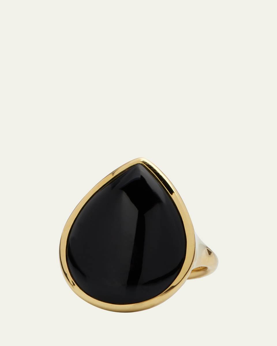 18K Polished Rock Candy Medium Teardrop Ring in Onyx; Size