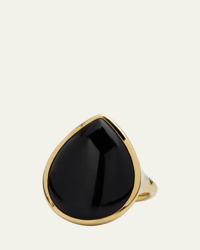 18K Polished Rock Candy Medium Teardrop Ring in Onyx; Size