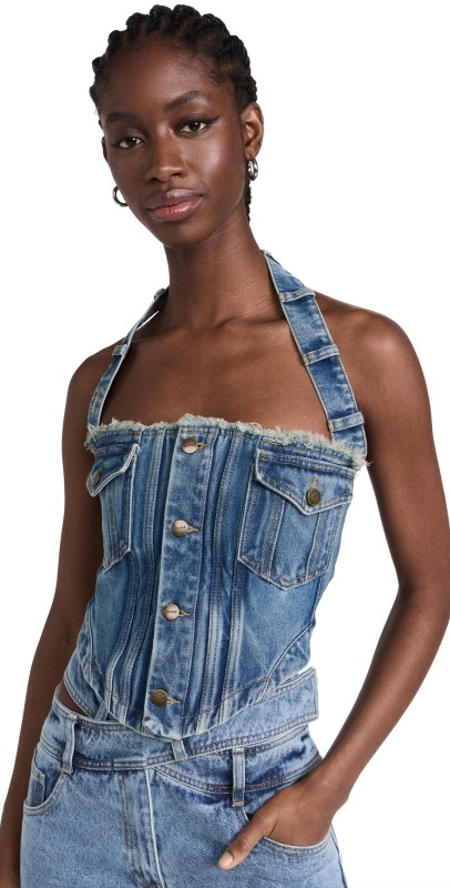 Monse Halter Denim Bustier Indigo