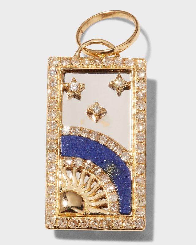 Diamond & Lapis Tarot Sun & Moon Pendant