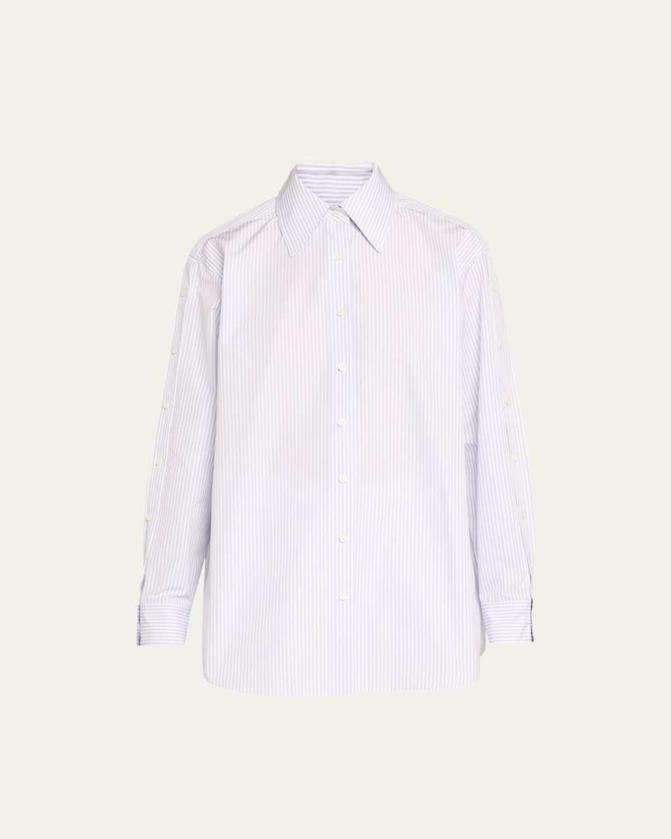 Striped Button-Sleeve Shirt