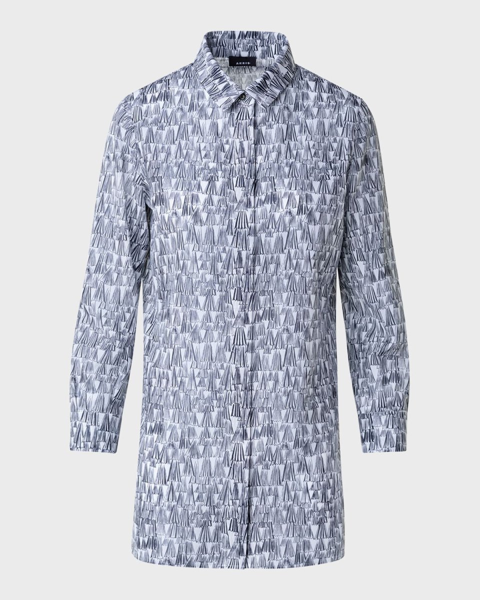Asagao Print Cotton Voile Tunic Blouse