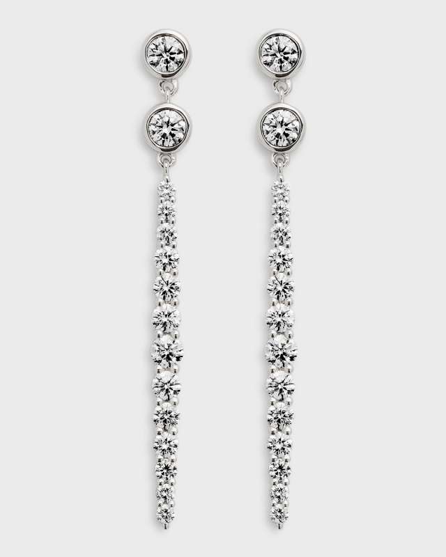 18K White Gold Diamond Drop Earrings, 2.06tcw, 1.75" drop