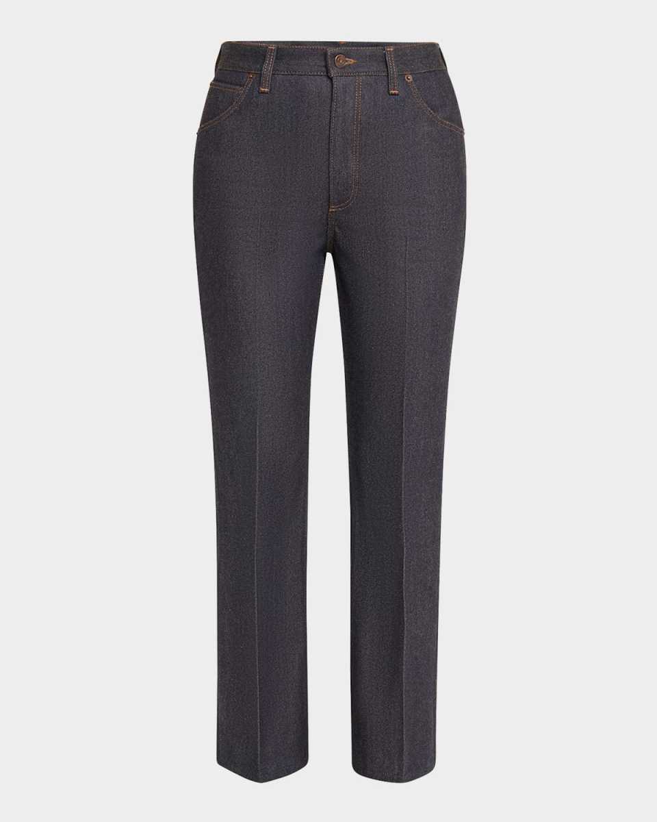 Faron Cashmere Denim Straight-Leg Ankle Trousers