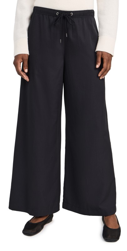 James Perse Oversized Matte Poly Wide Leg Pants Black