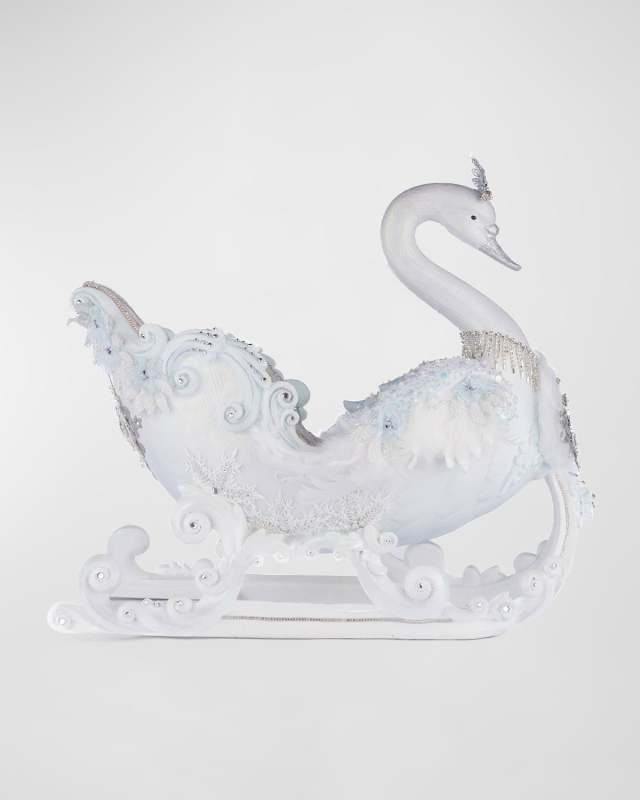 Dazzling Swan Sleigh Christmas Decor
