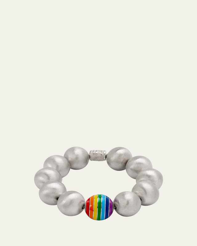 14K White Gold Large Beaded Bracelet