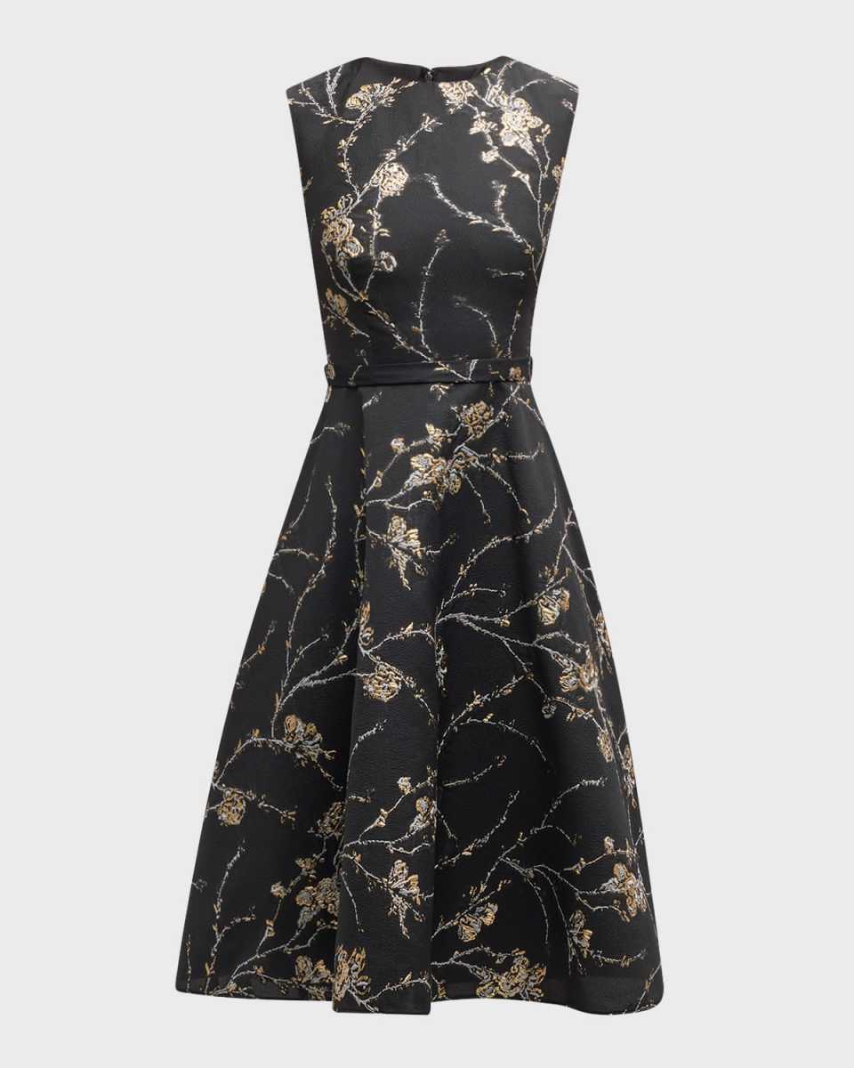 Metallic Fil Coupe Sleeveless Cocktail Dress