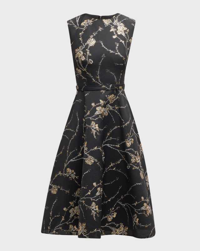 Metallic Fil Coupe Sleeveless Cocktail Dress