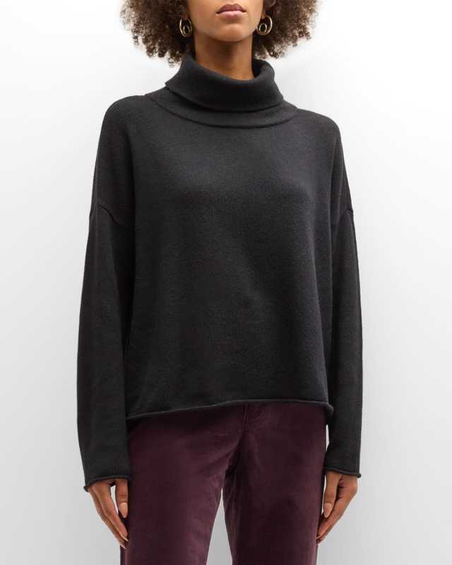 Ribbed Turtleneck Cashmere-Silk Sweater