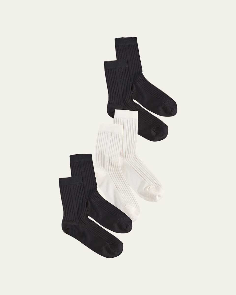 Silky Rib-Knit Crew Socks 3-Pack