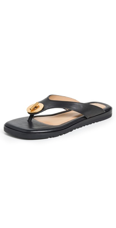 SIMKHAI Asher Washer Leather Thong Sandals Black
