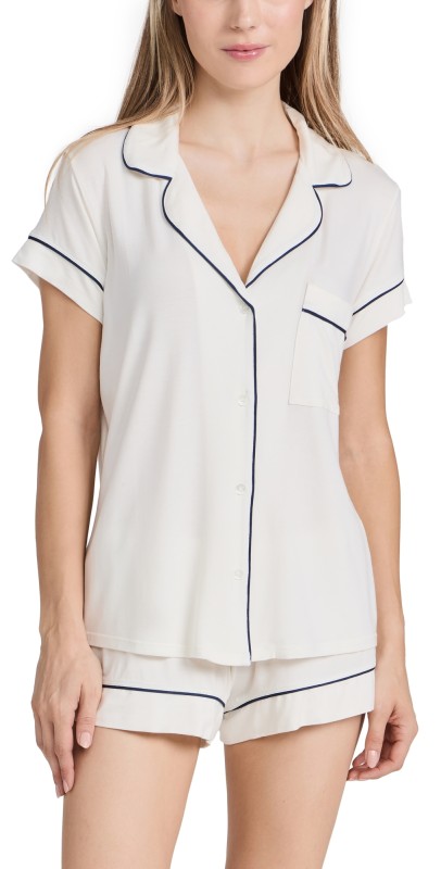 Eberjey Gisele Shortie PJ Set Navy/Ivory