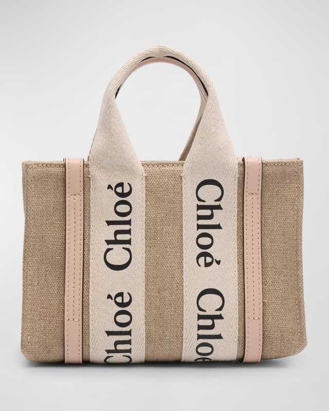 Woody Mini Tote Bag in Linen with Crossbody Strap
